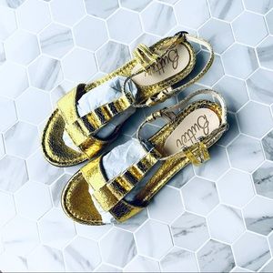 Butter Italy Gold Crackle Leather Sandals